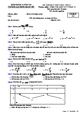 Kiểm tra học kỳ I Toán 12 - Mã đề thi 132